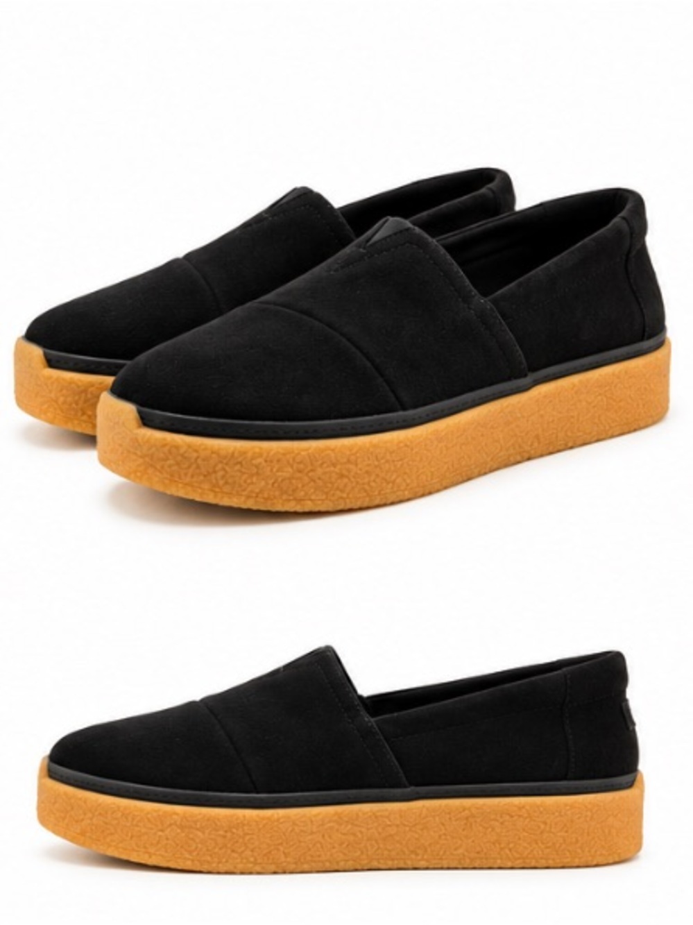 TOMS Adelaide Black Premium Suede Platform Slip-On Shoes Women’s 8
